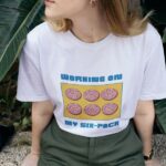 working on six pack women graphic tees printed