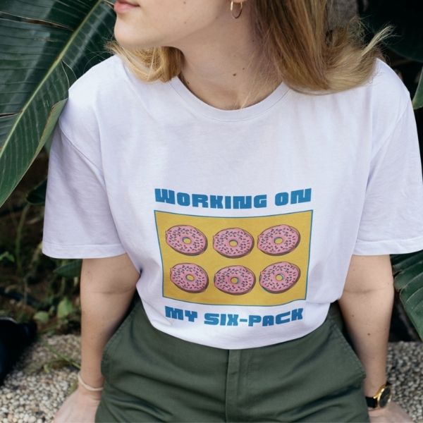 working on six pack women graphic tees printed