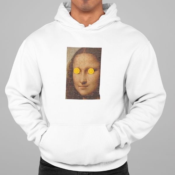 mona lisa bitcoin face hoodie