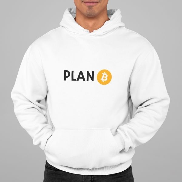 plan B bitcoin tshirt hoodie white